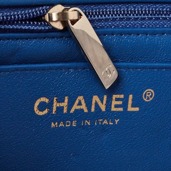 Chanel Blue Chevron Quilted Lambskin Leather Classic Mini Rectangular Bag - Picture 8 of 12